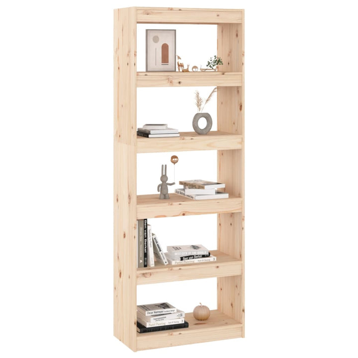 bogreol/rumdeler 60x30x167,5 cm massivt fyrretræ