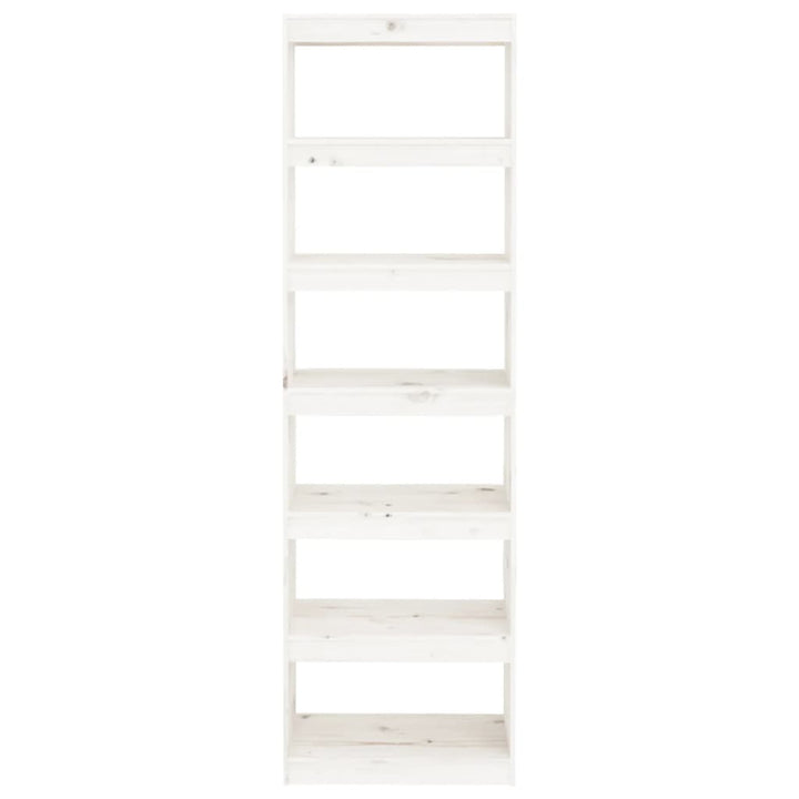 bogskab/rumdeler 60x30x199,5 cm massivt fyrretræ hvid