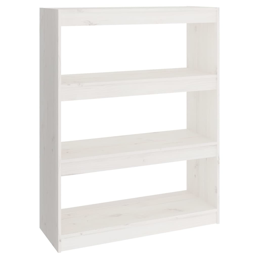 bogskab/rumdeler 80x30x103,5 cm massivt fyrretræ hvid