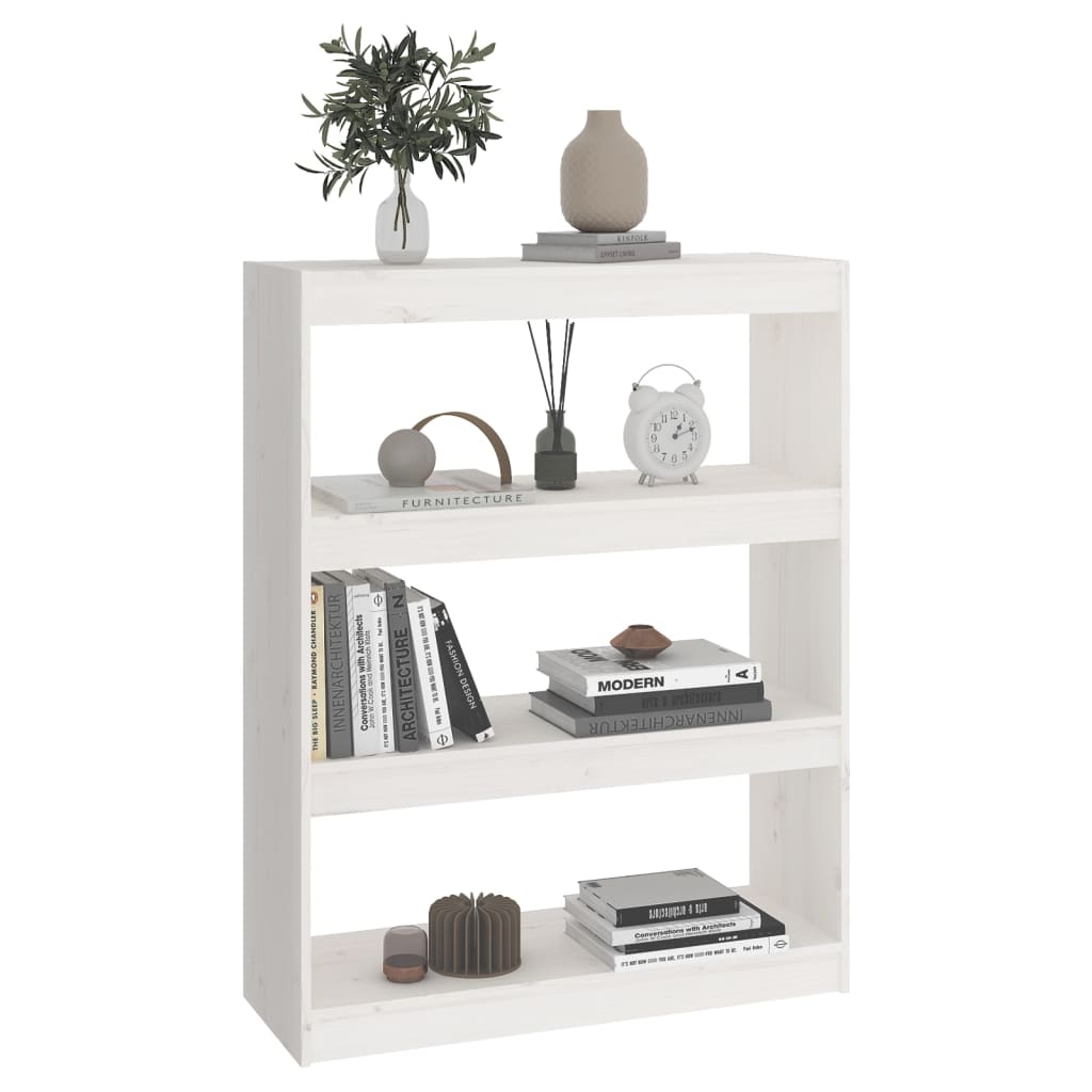 bogskab/rumdeler 80x30x103,5 cm massivt fyrretræ hvid