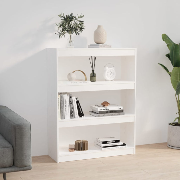bogskab/rumdeler 80x30x103,5 cm massivt fyrretræ hvid