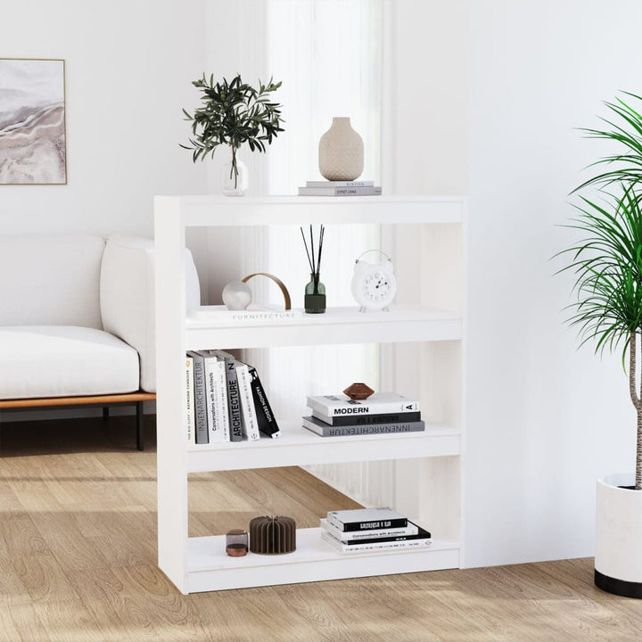 bogskab/rumdeler 80x30x103,5 cm massivt fyrretræ hvid