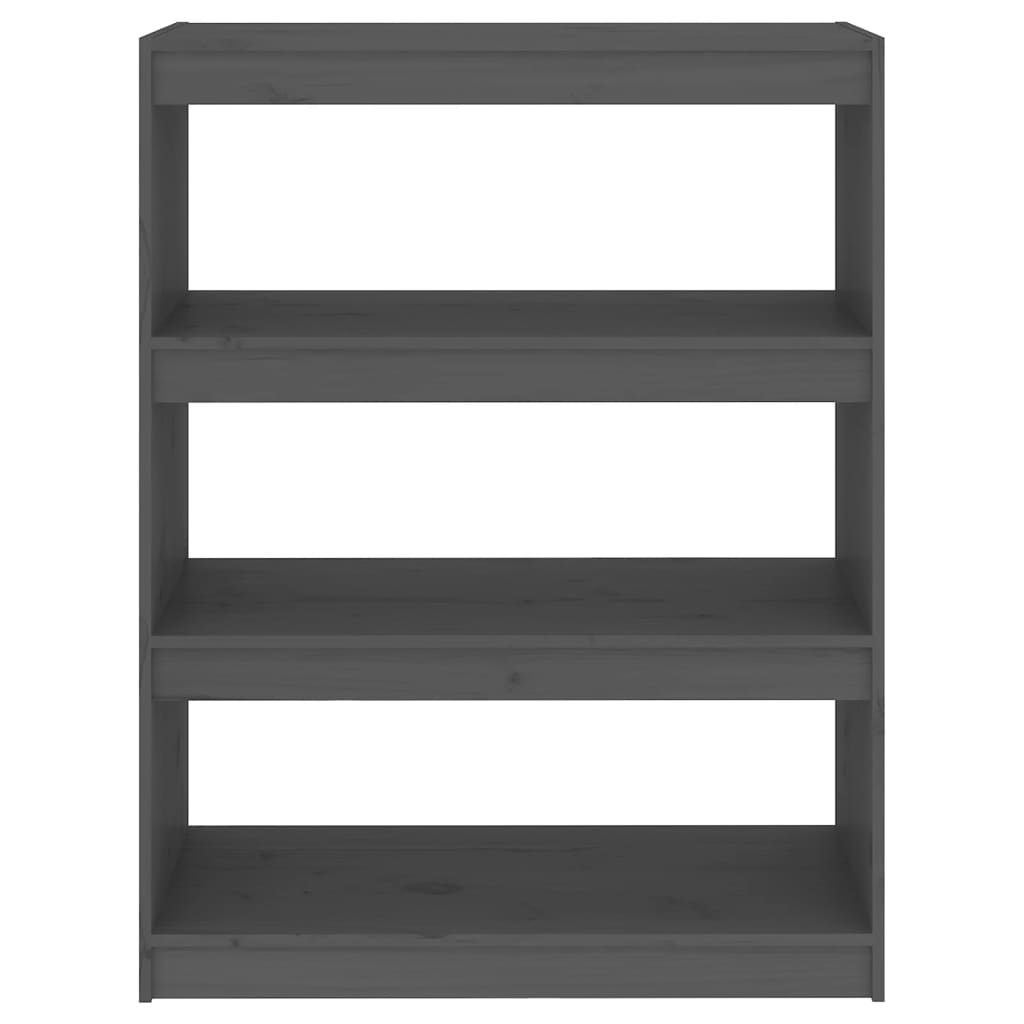 bogreol/rumdeler 80x30x103,5 cm massivt fyrretræ grå