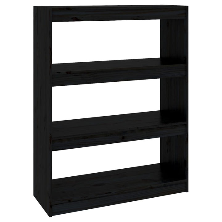 bogreol/rumdeler 80x30x103,5 cm massivt fyrretræ sort
