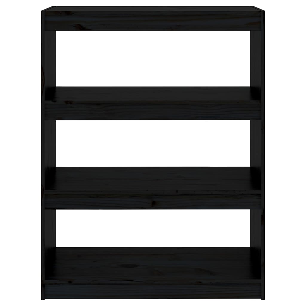 bogreol/rumdeler 80x30x103,5 cm massivt fyrretræ sort