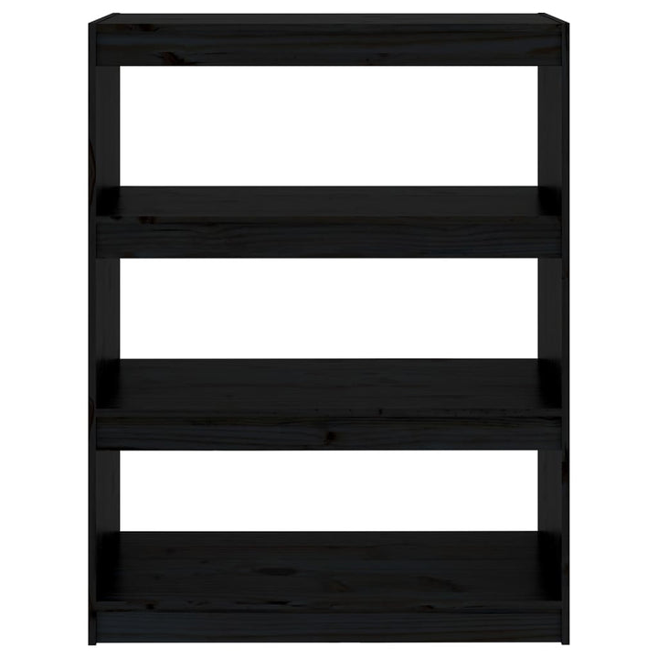 bogreol/rumdeler 80x30x103,5 cm massivt fyrretræ sort
