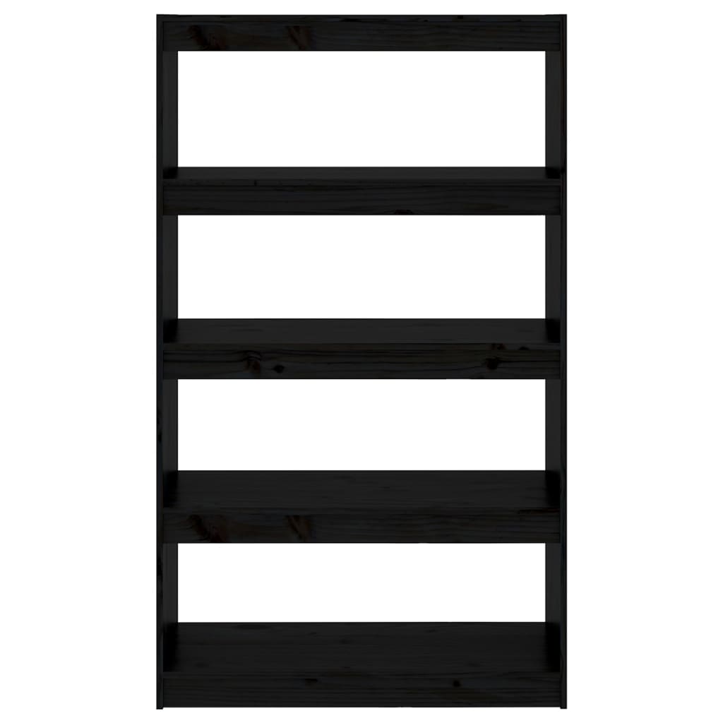 bogreol/rumdeler 80x30x135,5 cm massivt fyrretræ sort