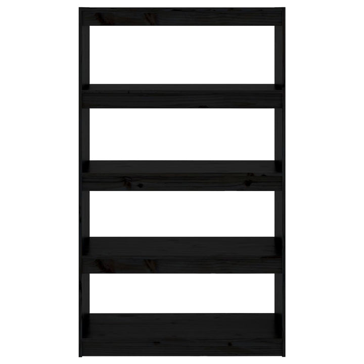 bogreol/rumdeler 80x30x135,5 cm massivt fyrretræ sort