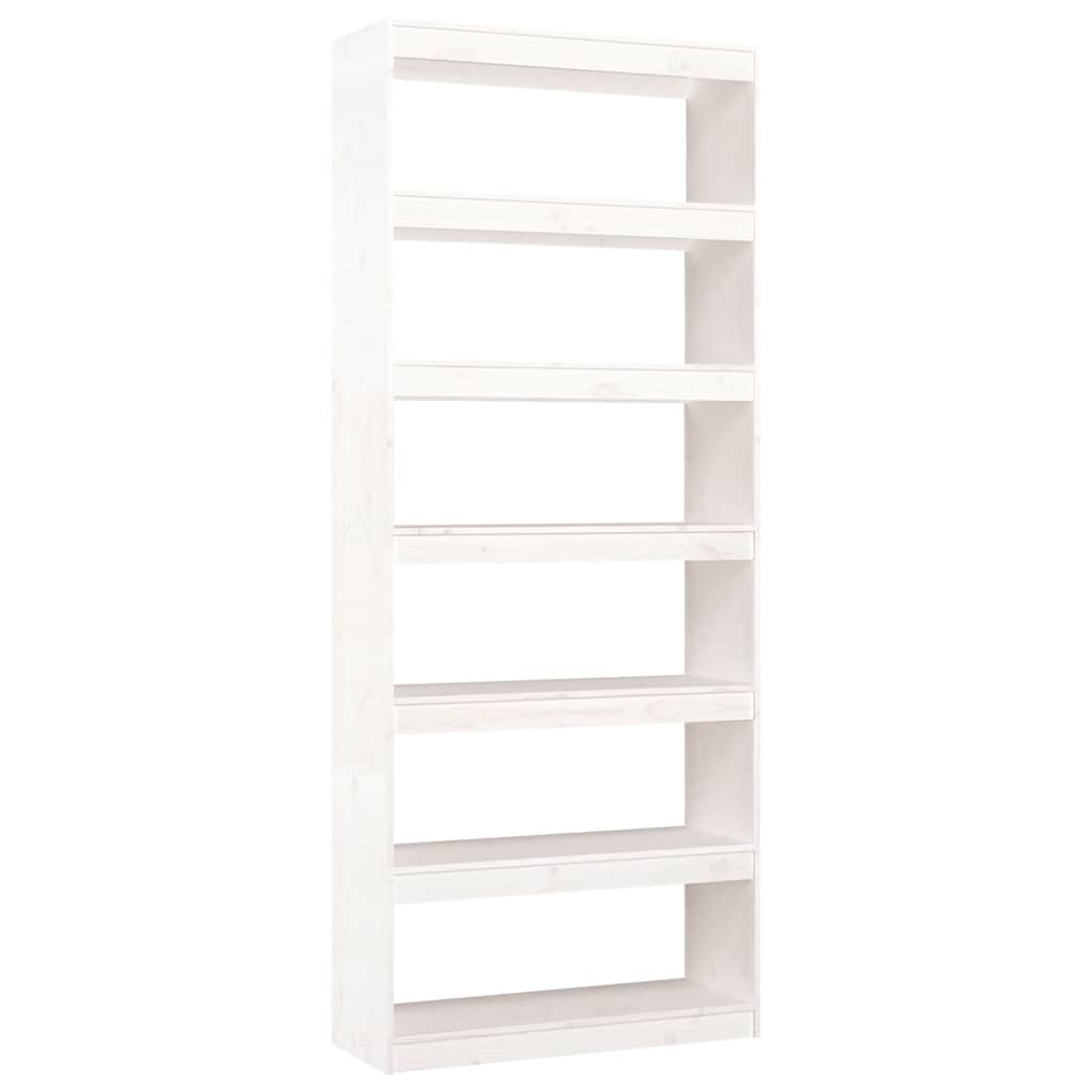 bogreol/rumdeler 80x30x199,5 cm massivt fyrretræ hvid