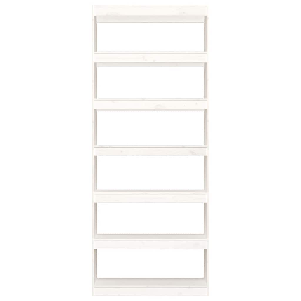 bogreol/rumdeler 80x30x199,5 cm massivt fyrretræ hvid