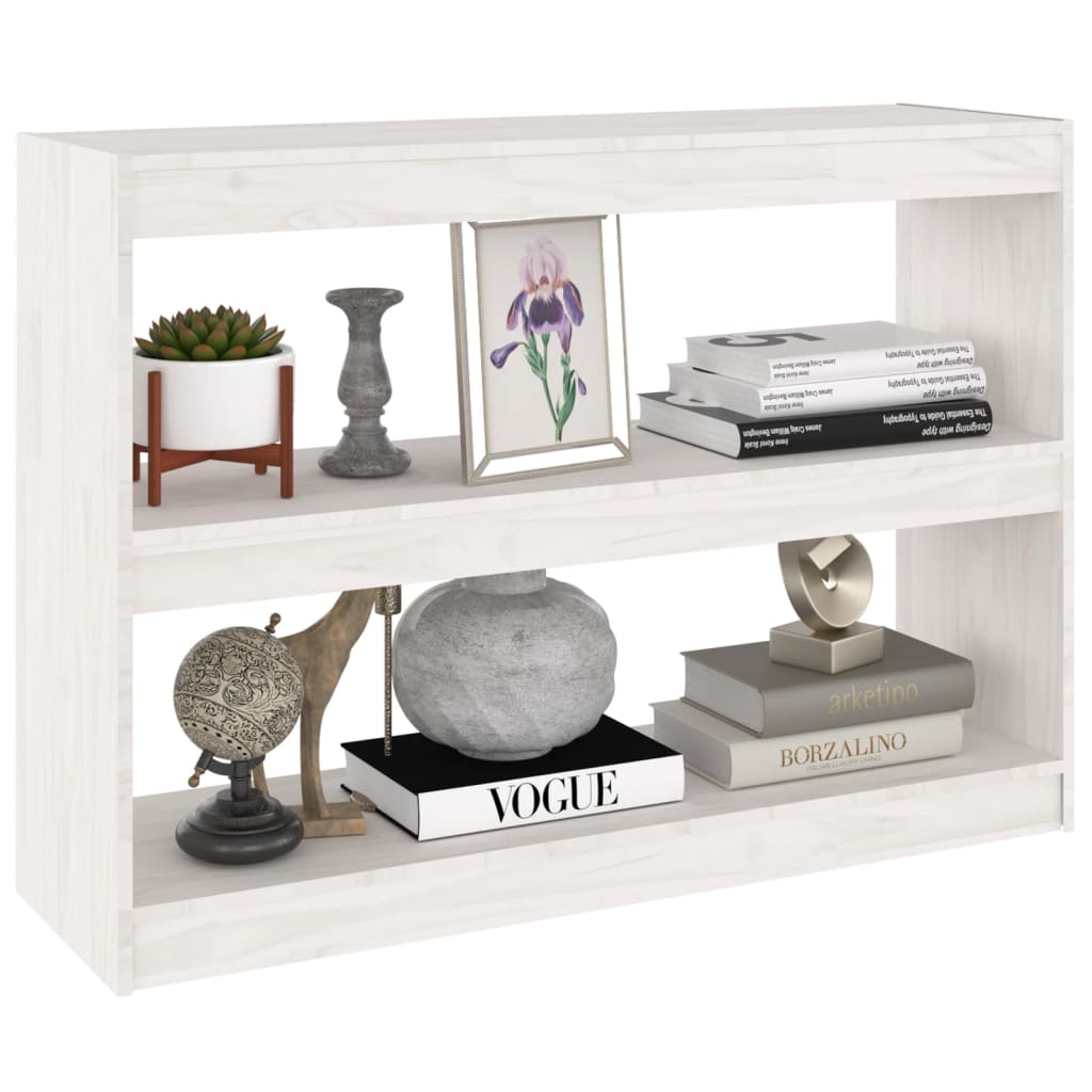 bogreol/rumdeler 100x30x71,5 cm massivt fyrretræ hvid