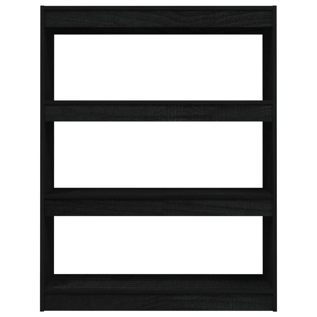 bogreol/rumdeler 100x30x103 cm massivt fyrretræ sort