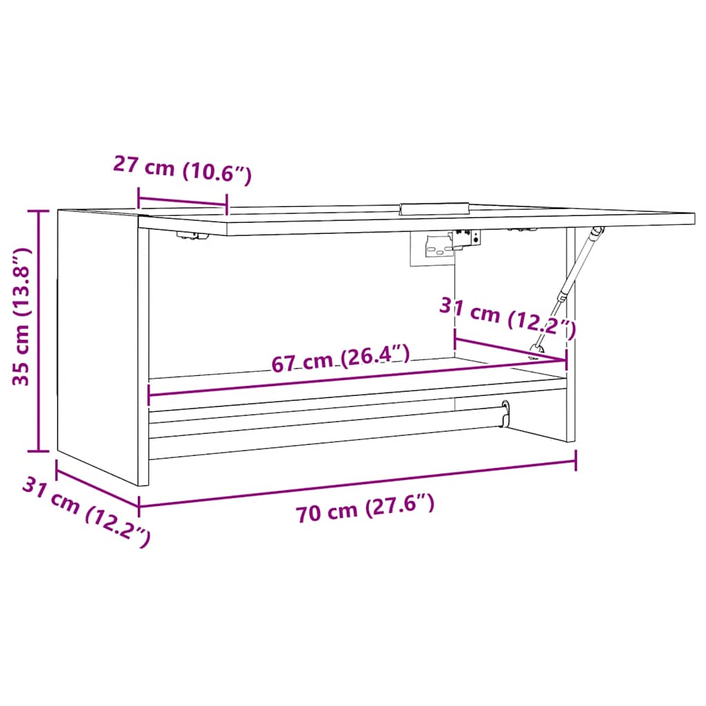 garderobe 70x32,5x35 cm konstrueret træ hvid højglans