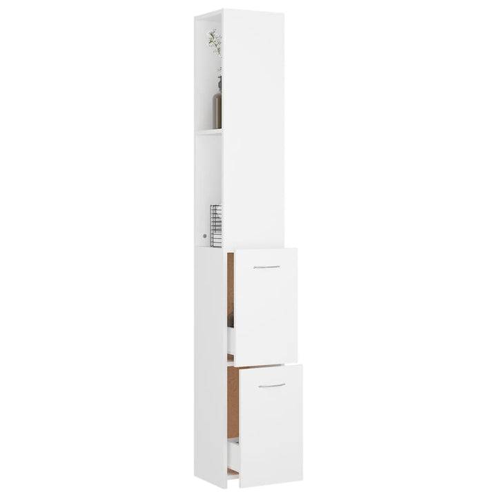 badeværelsesskab 25x26,5x170 cm konstrueret træ hvid