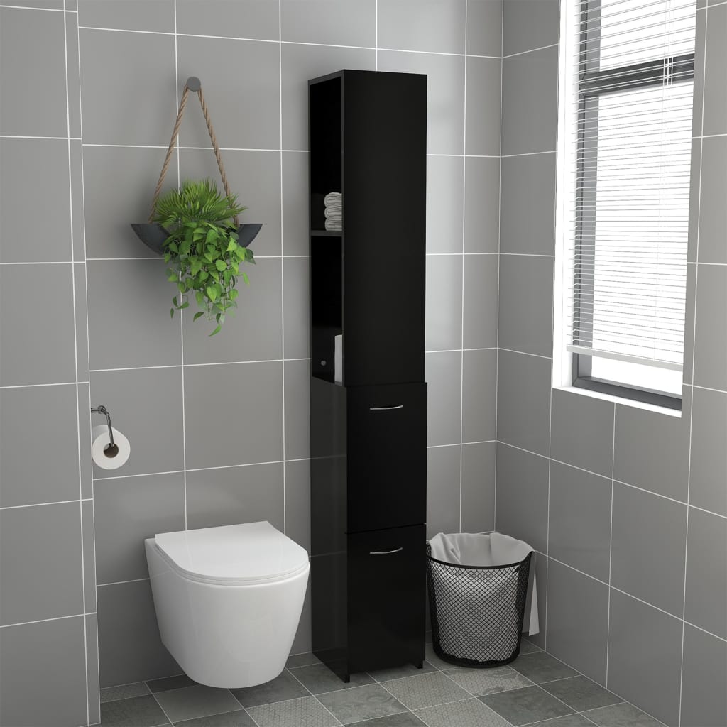 badeværelsesskab 25x26,5x170 cm konstrueret træ sort