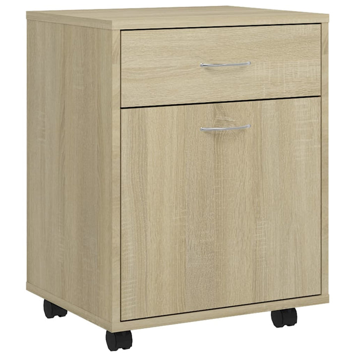 skab med hjul 45x38x54 cm konstrueret træ sonoma-eg