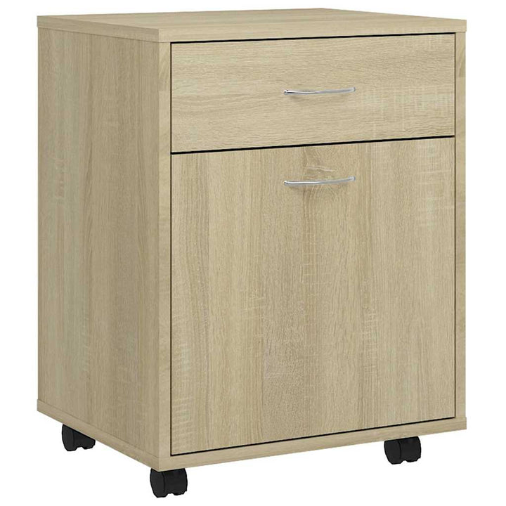 skab med hjul 45x38x54 cm konstrueret træ sonoma-eg