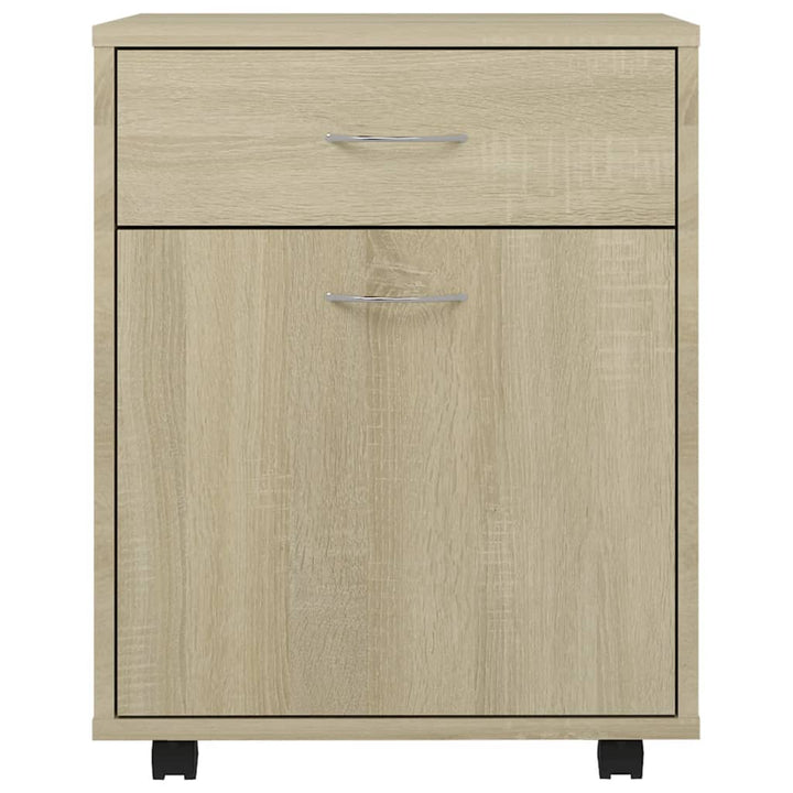 skab med hjul 45x38x54 cm konstrueret træ sonoma-eg