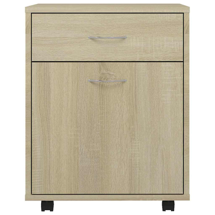 skab med hjul 45x38x54 cm konstrueret træ sonoma-eg