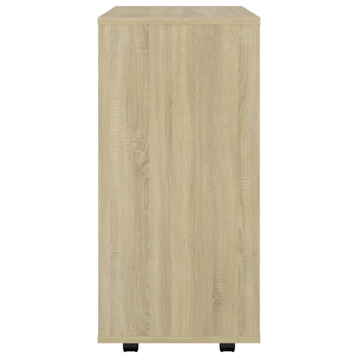 skab med hjul 60x35x75 cm konstrueret træ sonoma-eg