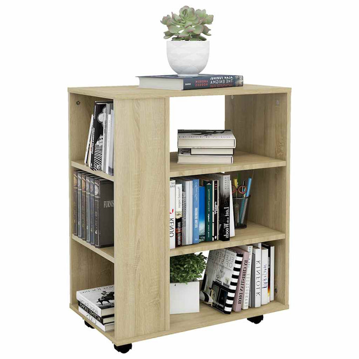 skab med hjul 60x35x75 cm konstrueret træ sonoma-eg