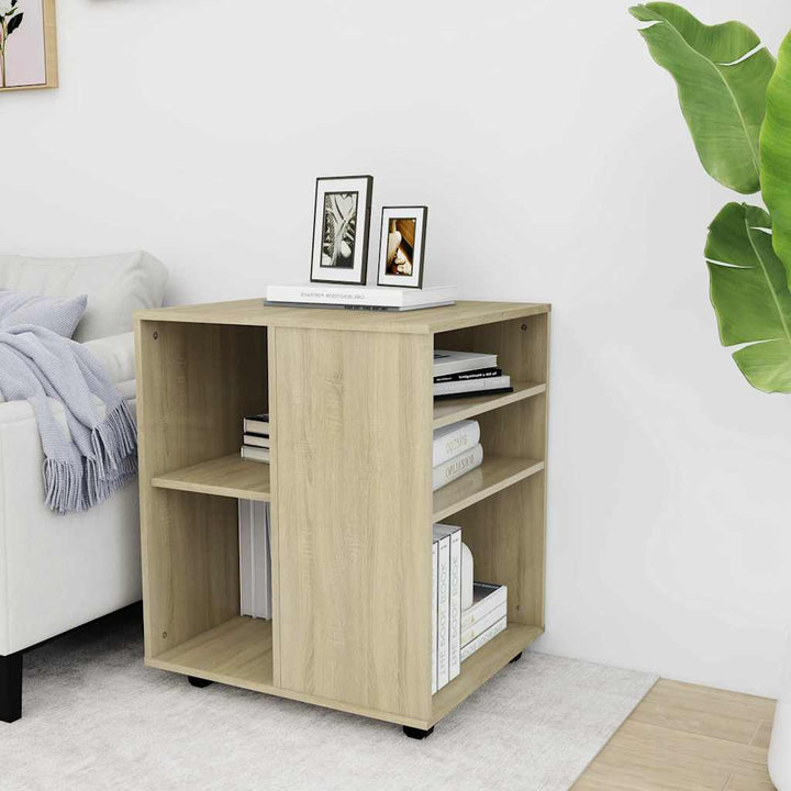 skab med hjul 60x53x72 cm konstrueret træ sonoma-eg