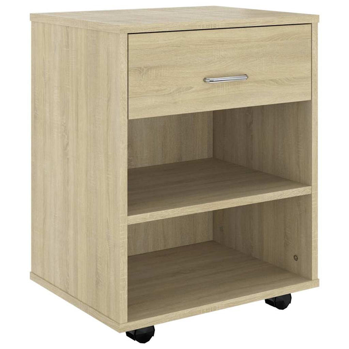 skab med hjul 46x36x59 cm konstrueret træ sonoma-eg