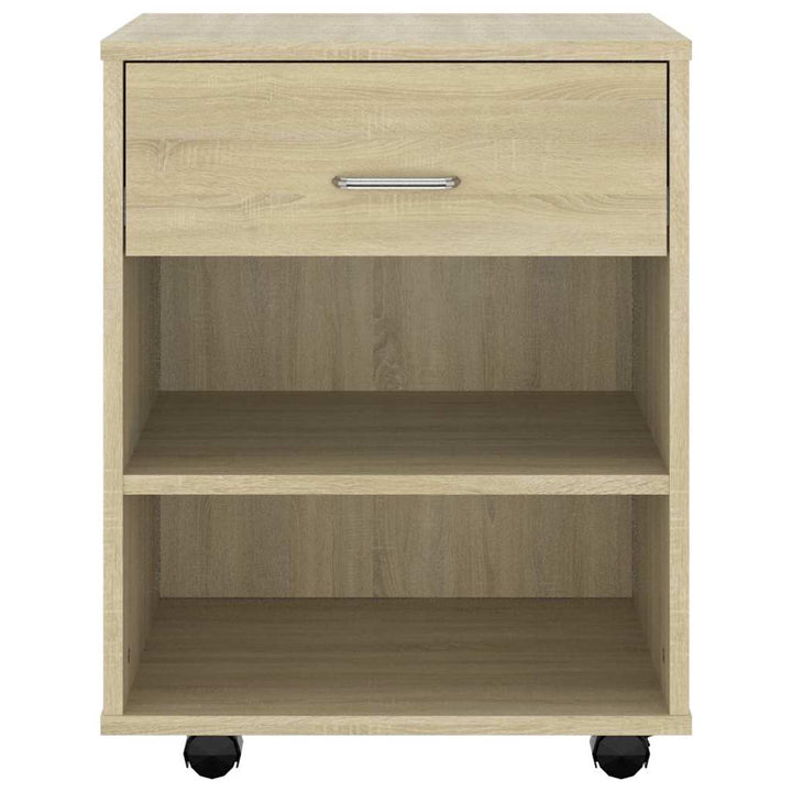 skab med hjul 46x36x59 cm konstrueret træ sonoma-eg