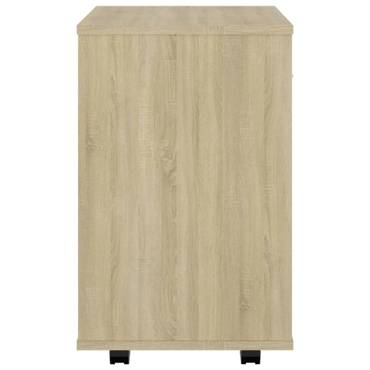 skab med hjul 46x36x59 cm konstrueret træ sonoma-eg