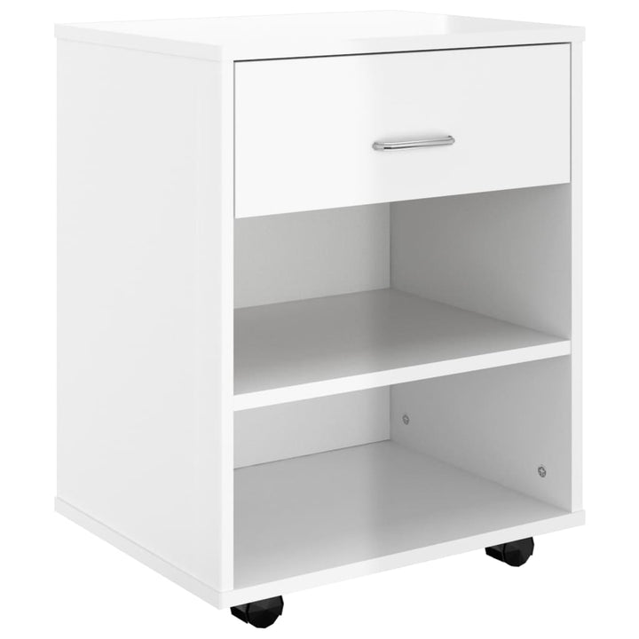 rulleskab 46x36x59 cm konstrueret træ hvid højglans