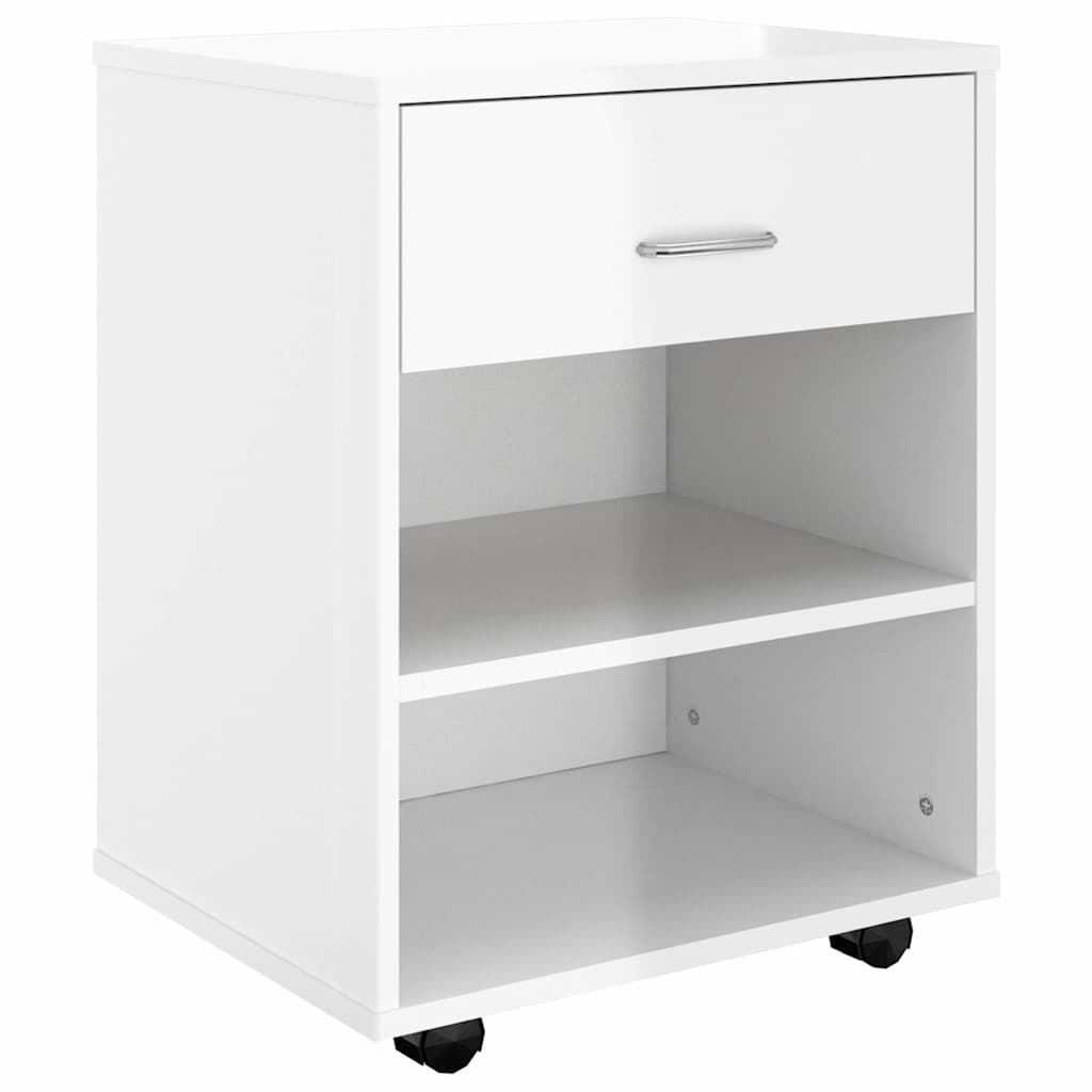 rulleskab 46x36x59 cm konstrueret træ hvid højglans