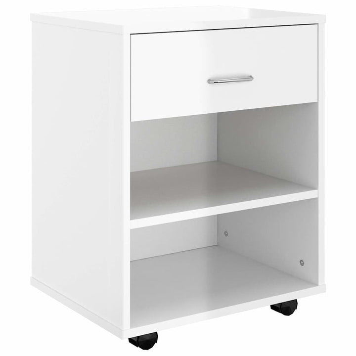 rulleskab 46x36x59 cm konstrueret træ hvid højglans