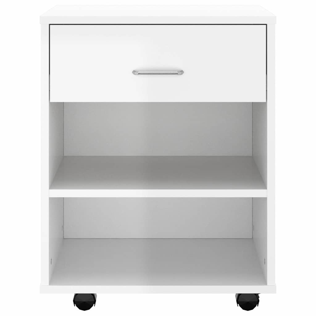 rulleskab 46x36x59 cm konstrueret træ hvid højglans