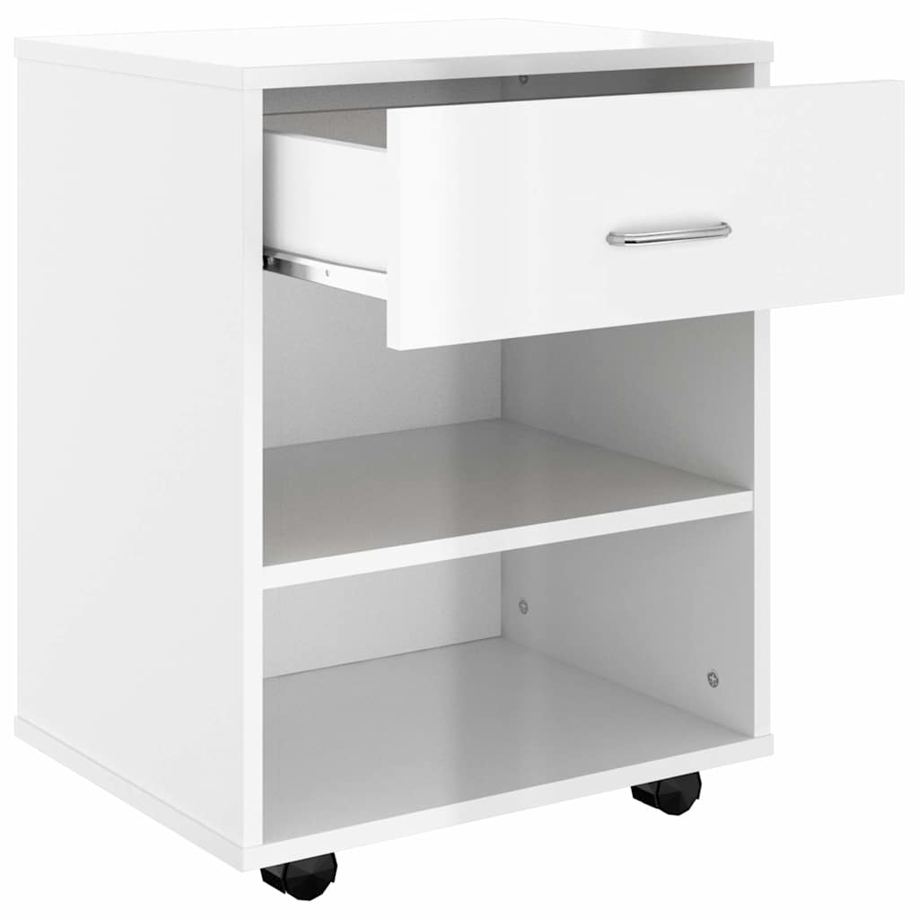 rulleskab 46x36x59 cm konstrueret træ hvid højglans