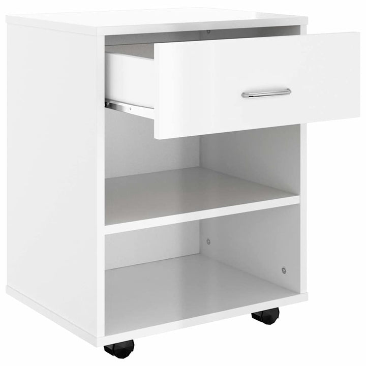 rulleskab 46x36x59 cm konstrueret træ hvid højglans