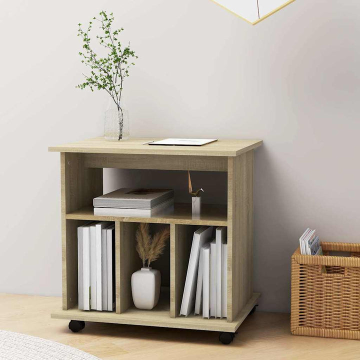 skab med hjul 60x45x60 cm konstrueret træ sonoma-eg