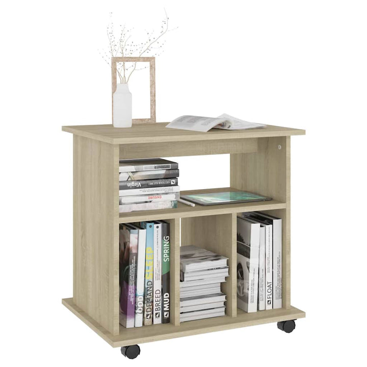 skab med hjul 60x45x60 cm konstrueret træ sonoma-eg