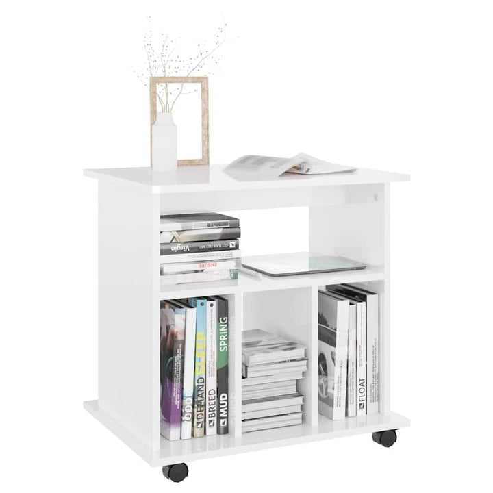 rulleskab 60x45x60 cm konstrueret træ hvid højglans