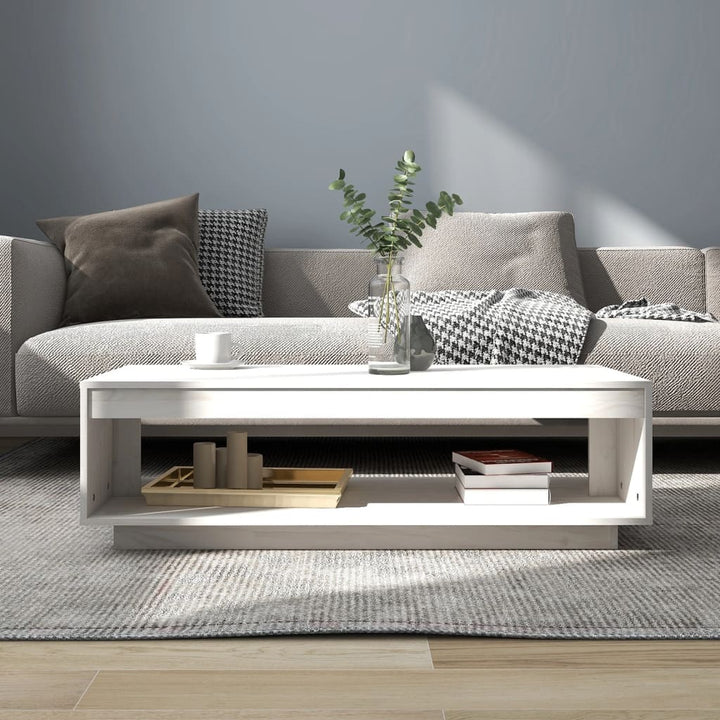 sofabord 110x50x33,5 cm massivt fyrretræ hvid
