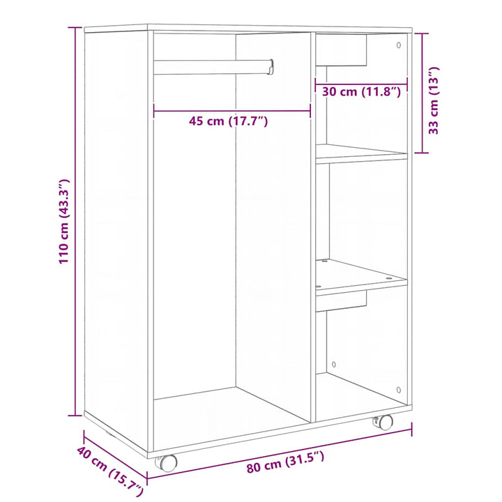 klædeskab 80x40x110 cm konstrueret træ hvid