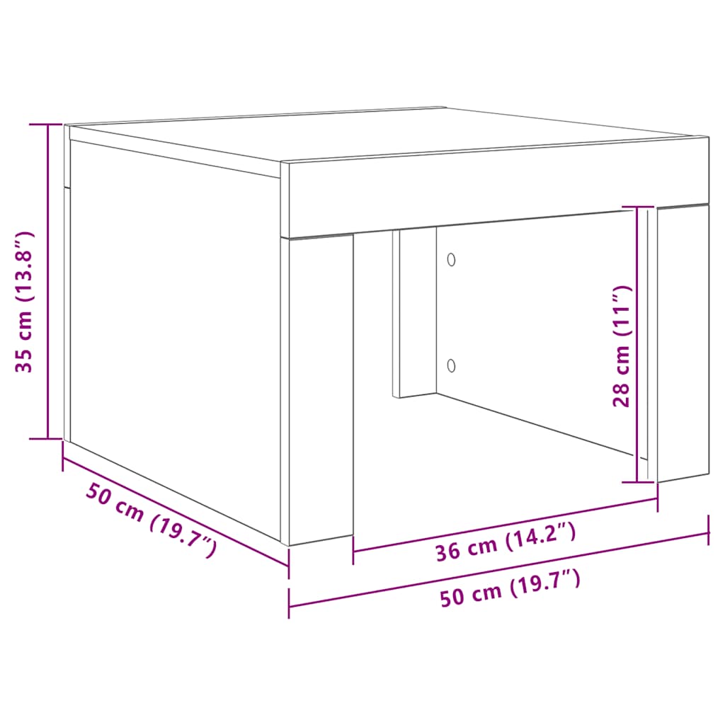 sofabord 50x50x35 cm konstrueret træ hvid