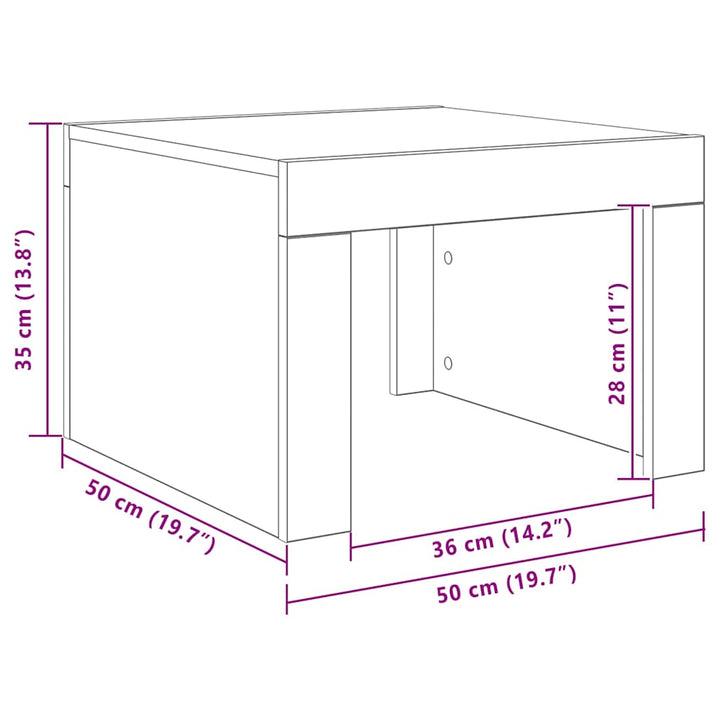 sofabord 50x50x35 cm konstrueret træ sonoma-eg