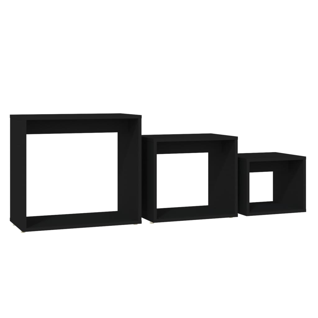 indskudsborde 3 stk. konstrueret træ sort