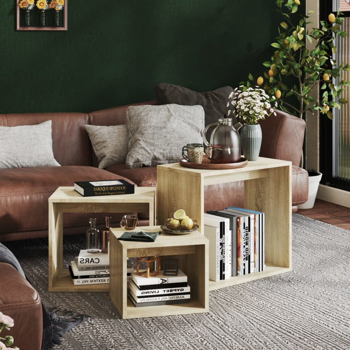 indskudsborde 3 stk. konstrueret træ sonoma-eg