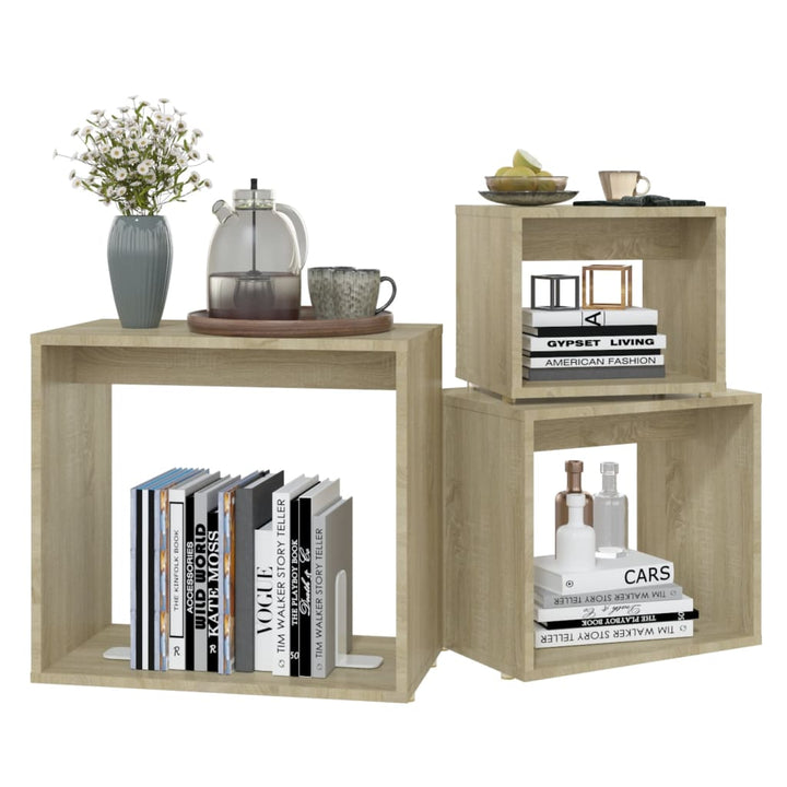 indskudsborde 3 stk. konstrueret træ sonoma-eg