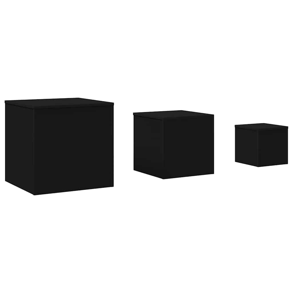 sideborde 3 stk. konstrueret træ sort