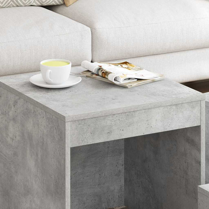 indskudsborde 3 stk. konstrueret træ betongrå