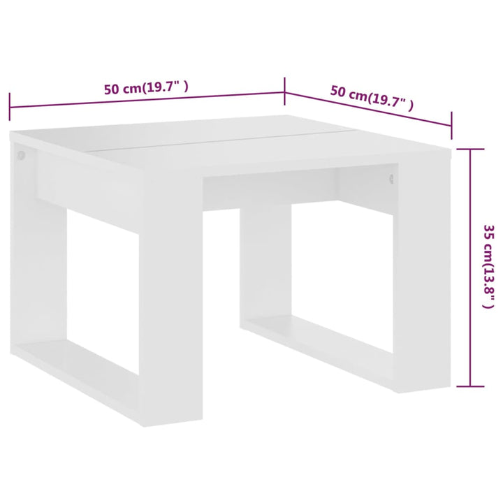sidebord 50x50x35 cm konstrueret træ hvid