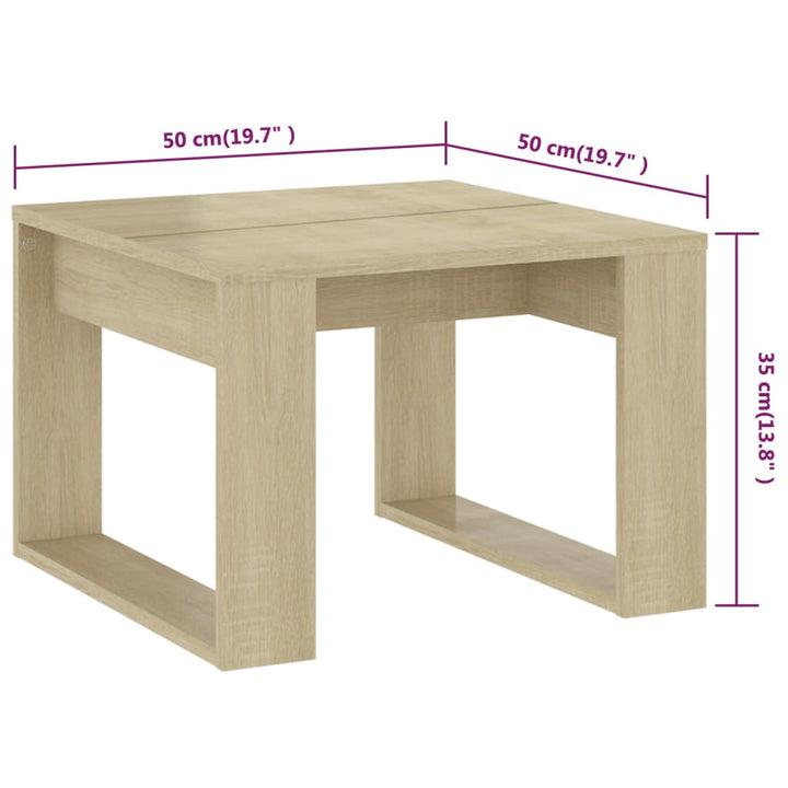 sidebord 50x50x35 cm konstrueret træ sonoma-eg