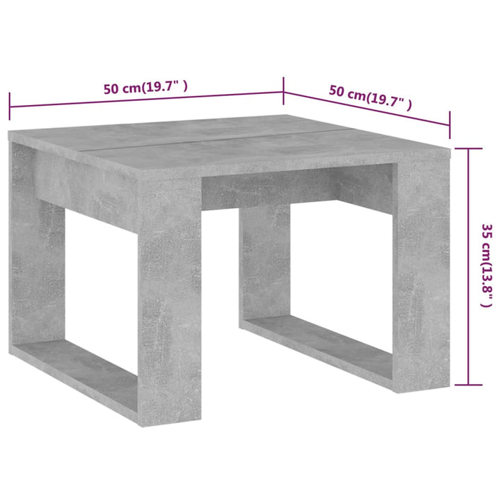 sidebord 50x50x35 cm konstrueret træ betongrå